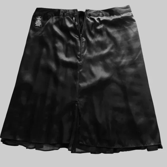 Nicole Miller Women’s Black Chiffon Pleated Knee Length Skirt- Size 10 - Picture 6 of 8